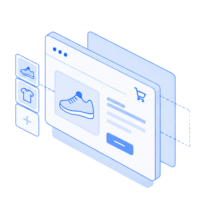 Ilustración isométrica de una tienda online